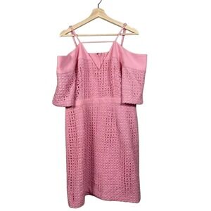 The 8th Sign Crochet lace Mini Dress Size 16 Pink Girlhoodcore Cottage Retro Mod
